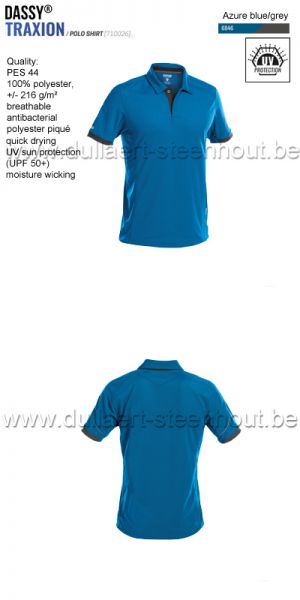 DASSY® Traxion (710026) Polo shirt - azuurblauw/grijs
