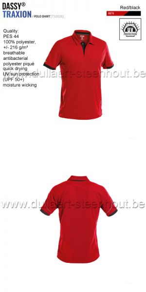 DASSY® Traxion (710026) Polo shirt - rood/zwart