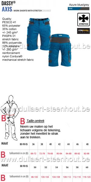DASSY® Axis (250082) Werkshort met stretch - azuurblauw/grijs