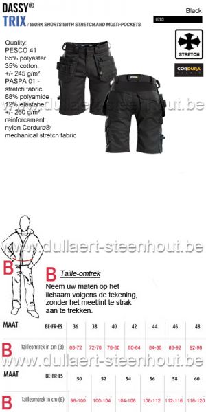 DASSY® Trix (250083) Multizakken werkshort met stretch - zwart