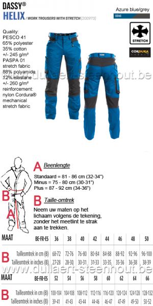 DASSY® Helix (200973) Werkbroek met stretch - azuurblauw/grijs