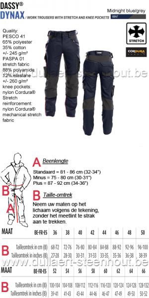 DASSY® Dynax (200980) Werkbroek met stretch en kniezakken - nachtblauw/grijs