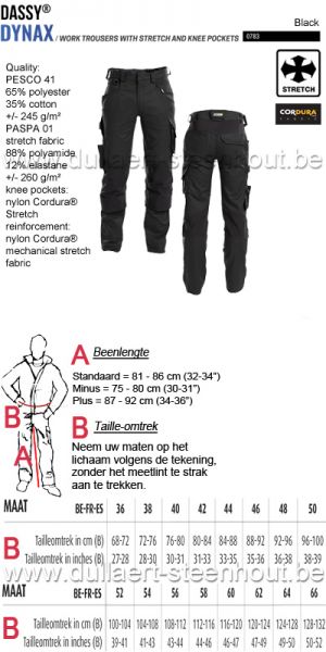 DASSY® Dynax (200980) Werkbroek met stretch en kniezakken - zwart