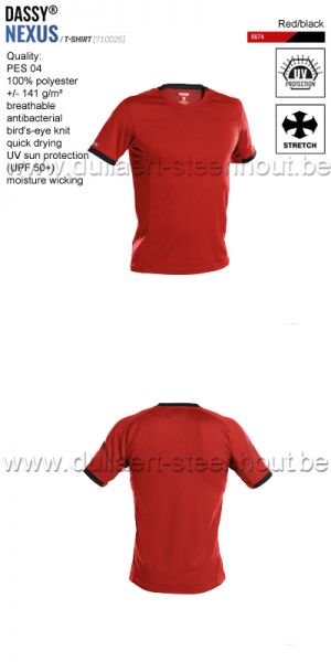 DASSY® Nexus (710025) T-shirt - rood/zwart