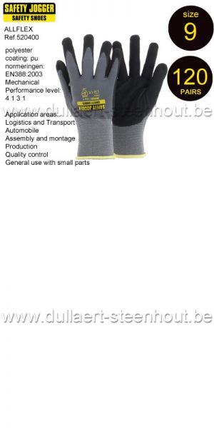 Safety Jogger - 120 PAAR naadloze Allflex handschoenen met microfoamnitril coating - Maat 9