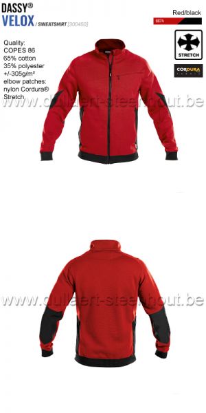DASSY® Velox (300450) Sweater met rits - rood/zwart