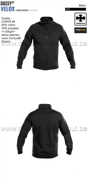 DASSY® Velox (300450) Sweater met rits - zwart