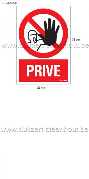 Pickup - pictogram PRIVE 23x33cm uit hard kunststof 