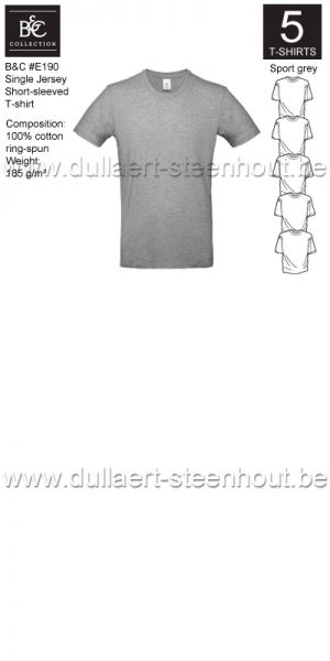 B&C - E190 T-shirt Single Jersey - sport grey - 5 STUKS PROMOTIE