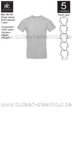 B&C - E190 T-shirt Single Jersey - pacific grey - 5 STUKS PROMOTIE