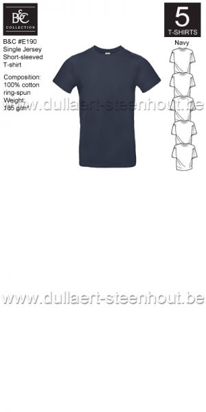 B&C - E190 T-shirt Single Jersey - navy - 5 STUKS PROMOTIE