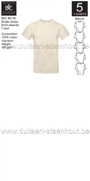 B&C - E190 T-shirt Single Jersey - natural - 5 STUKS PROMOTIE