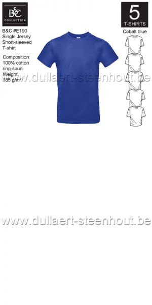 B&C - E190 T-shirt Single Jersey - cobalt blue - 5 STUKS PROMOTIE