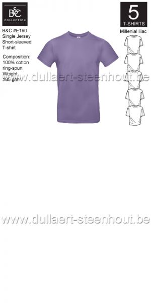 B&C - E190 T-shirt Single Jersey - millenial lilac - 5 STUKS PROMOTIE