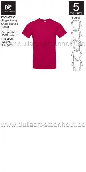 B&C - E190 T-shirt Single Jersey - sorbet - 5 STUKS PROMOTIE