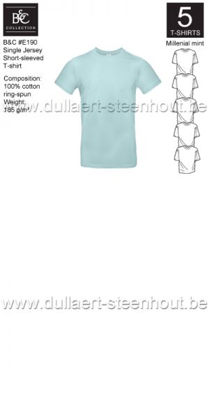 B&C - E190 T-shirt Single Jersey - millenial mint - 5 STUKS PROMOTIE