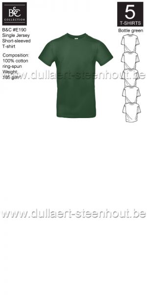 B&C - E190 T-shirt Single Jersey - bottle green - 5 STUKS PROMOTIE