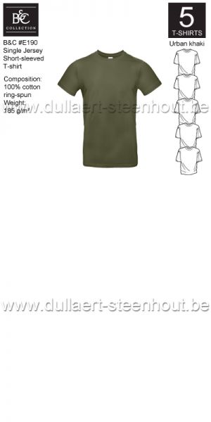 B&C - E190 T-shirt Single Jersey - urban khaki - 5 STUKS PROMOTIE