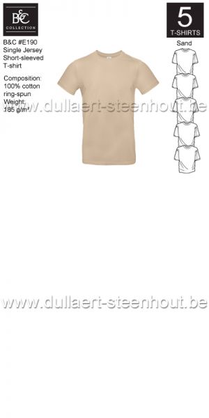 B&C - E190 T-shirt Single Jersey - sand - 5 STUKS PROMOTIE