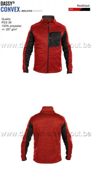 DASSY® Convex (300447) Midlayer werkvest / werkjas - rood/zwart