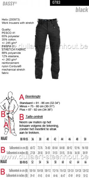 DASSY® Helix (200973) Werkbroek met stretch - kleurcode zwart