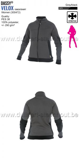 DASSY® - Velox Women (300472) Sweater voor dames - grijs/zwart