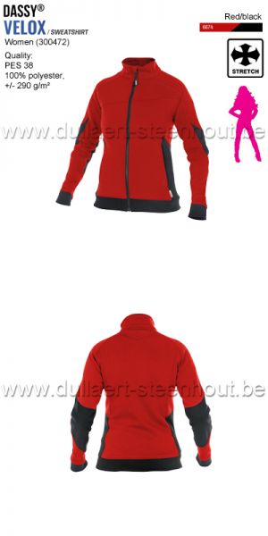 DASSY® - Velox Women (300472) Sweater voor dames - rood/zwart