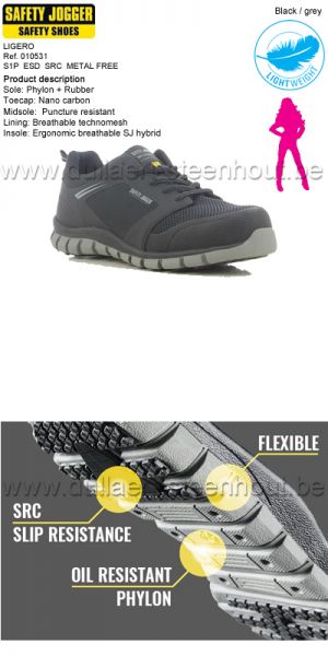 Safety Jogger - Extreem lichte dames veiligheidsschoenen / werkschoenen - black ref. 010531