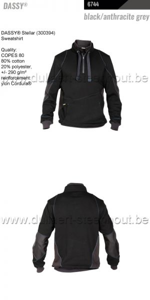 Dassy - Stellar (300394) Tweekleurige werksweater / sweatshirt - kleurcode zwart / grijs