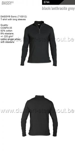 DASSY® Sonic (710012) T-shirt met lange mouwen - kleurcode zwart/grijs
