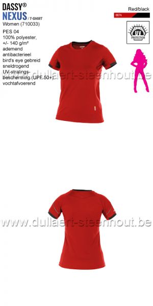 DASSY® Nexus Women (710033) T-shirt voor dames - rood/zwart