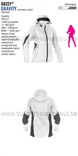 DASSY® Gravity Women (300473) Softshell jas voor dames - wit/grijs