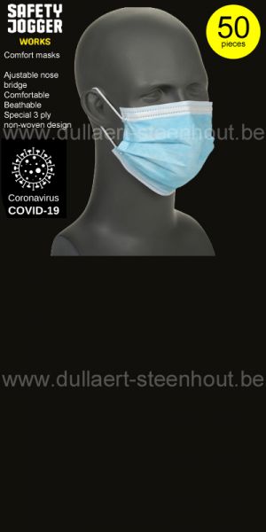 Promask - Drielaags mondmaskers met verstelbare neusbrug - PER 50 STUKS