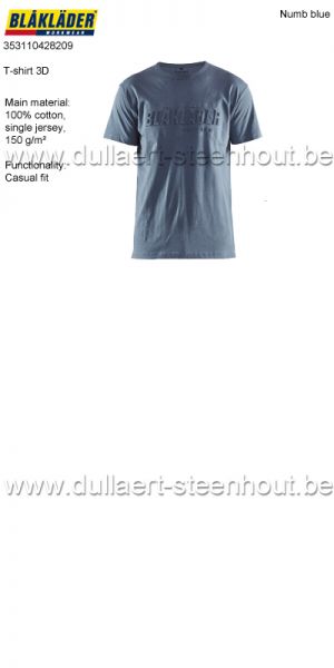 Blaklader - 353110428209 T-shirt 3D - Numb blue