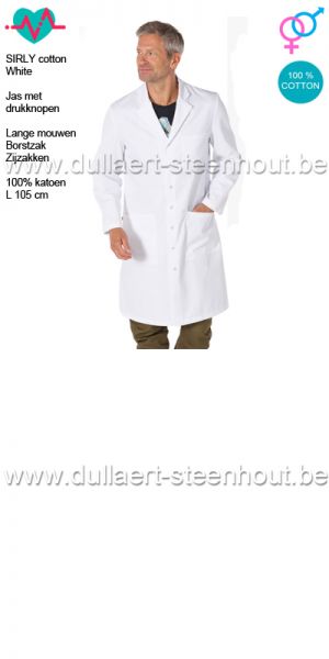 Healthcare clothing - Witte 100% katoenen labojas / doktersjas - Sirly 