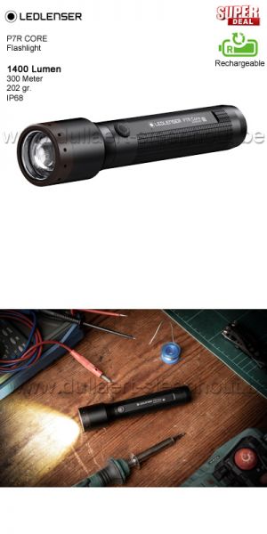Led Lenser P7R Core oplaadbare zaklamp met 1400 Lumen + usb lader + polsband