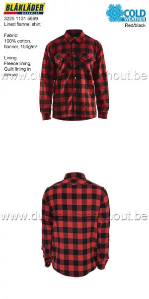 Blaklader - 3225 1131 5699 Warm flanellen werkhemd met fleece voering - rood/zwart
