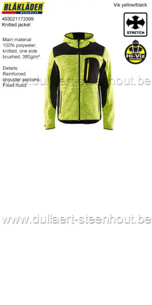 Blaklader 493021173399 Gebreid vest met softshell - high vis geel/zwart