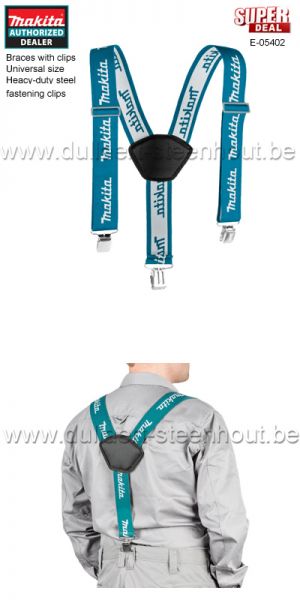 Makita - E-05402 verstelbare bretels met metalen clips en Makita logo