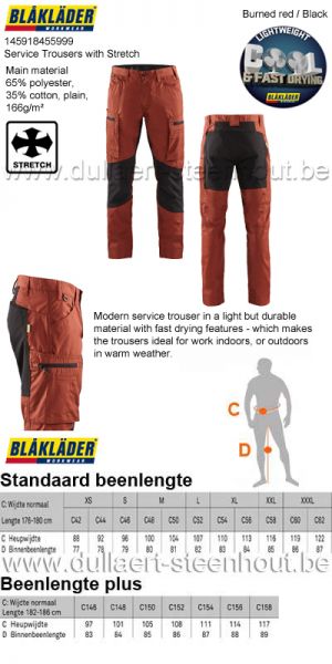 Blaklader - Licht, comfortabel en flexibele stretch werkbroek 1459 1845 5999 - Burned red