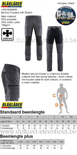 Blaklader - Licht, comfortabel en flexibele stretch werkbroek 1459 1845 9699 - mid grey