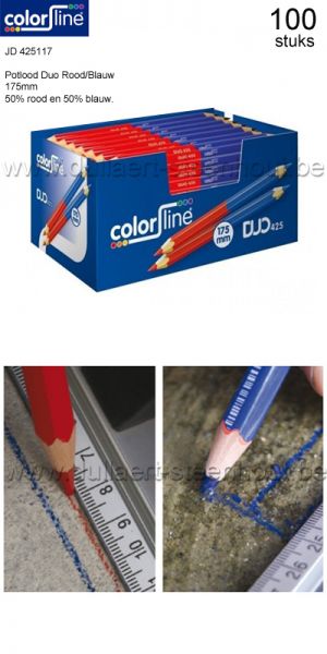 Bijdragen Vijfde Won Dullaert-Steenhout Ninove | Colorline JD425117 100 potloden rood / blauw  175 mm. - 5420000041196