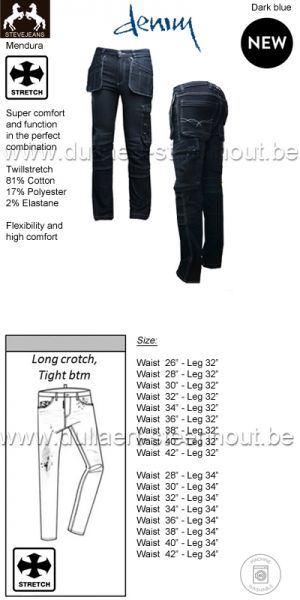 STEVEJEANS Comfortabele stretch jeans werkbroek / stretch spijker werkbroek - Dark blue