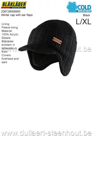 Blaklader 206728009900 Warme wintermuts met voering - zwart - MAAT L/XL