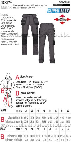 DASSY® Matrix (201070) 4 WAY Stretch werkbroek met kniezakken - antracietgrijs/zwart