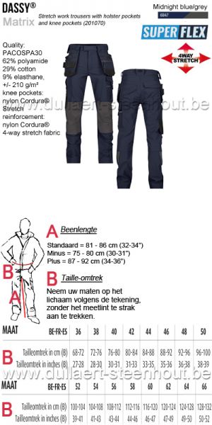 DASSY® Matrix (201070) 4 WAY Stretch werkbroek met kniezakken - nachtblauw/antracietgrijs