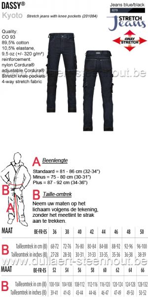 DASSY® Kyoto (201084) Stretch jeans werkbroek / spijker werkbroek met kniezakken