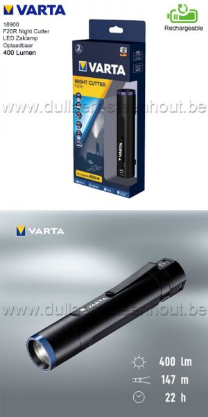 Varta F20R Night Cutter Oplaadbare LED zaklamp met 400Lm - 18900