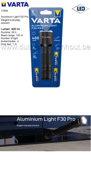 Varta Led zaklamp Aluminium light F30 PRO met 400 Lumen - 17608
