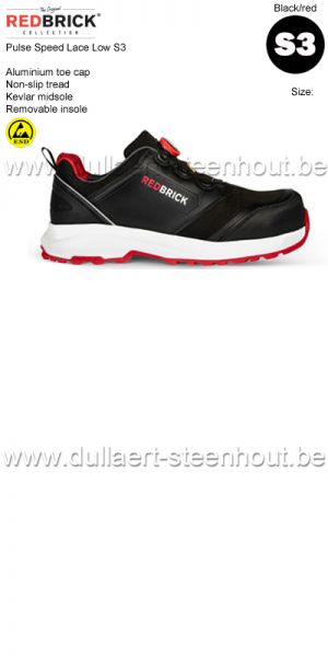 Redbrick Pulse Speed Lace Low S3 werkschoenen / veiligheidsschoenen - black/red